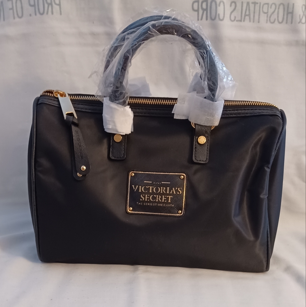 Victoria's Secret Black Tote Bag with Gold Accents NWOT
